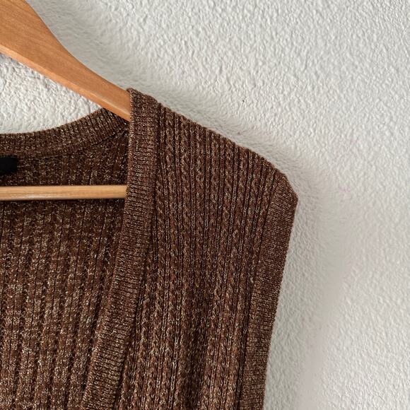 Women's nanette lepore Brown V Neck Sweater Merino Wool Dress Small - Picture 6 of 7